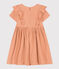 Robe manches courtes en gaze de coton unie enfant fille rose SIENNA