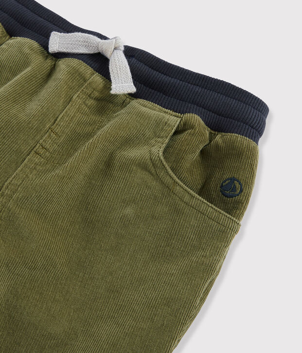 Pantalon en velours enfant gar&ccedil;on vert