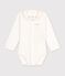 Body b&eacute;b&eacute; en coton manches longues &agrave; col brod&eacute; uni rose/rose