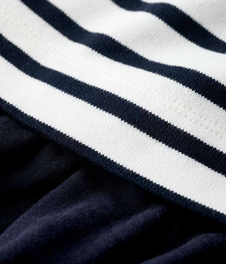 Robe en jersey et gaze de coton bio enfant fille blanc MARSHMALLOW/bleu SMOKING