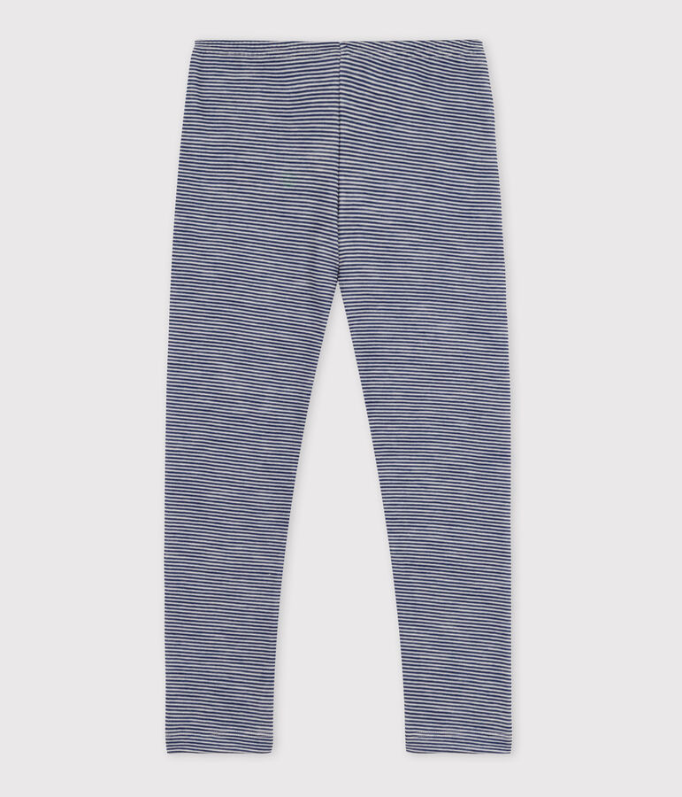 Legging milleraies petite fille/petit gar&ccedil;on en laine et coton bleu/blanc