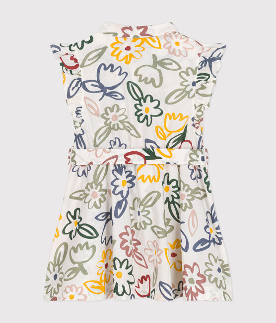Robe imprimée sans manche en popeline enfant fille blanc MARSHMALLOW/blanc MULTICO