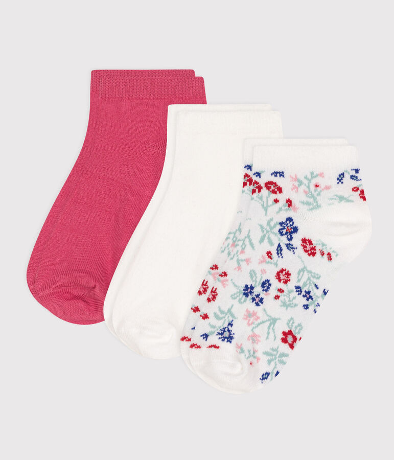 3 paires de chaussettes enfant fille en coton imprim&eacute; &agrave; fleurs variante 1