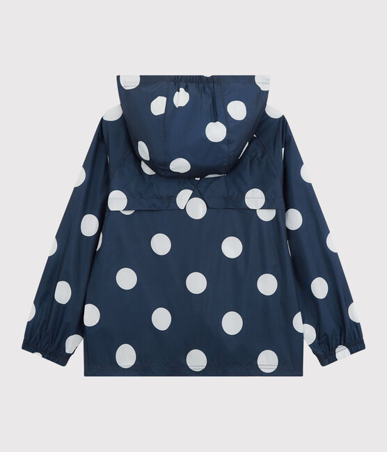 Coupe-vent mi-long polyester recyclé enfant fille bleu MEDIEVAL/blanc MARSHMALLOW