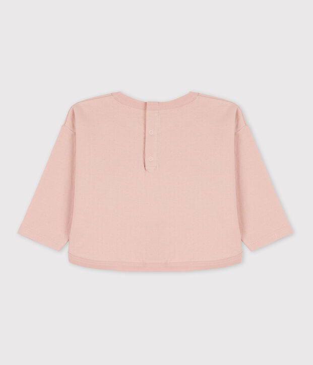 Tee-shirt manches longues b&eacute;b&eacute; en tubique rose