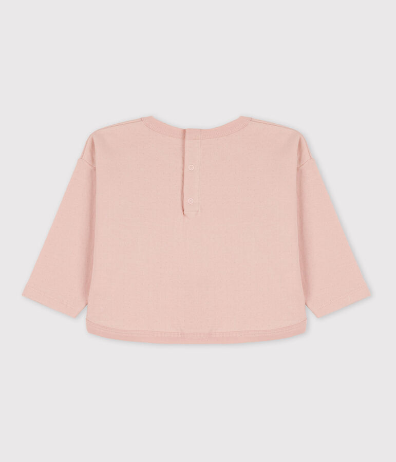 Tee-shirt manches longues b&eacute;b&eacute; en tubique rose