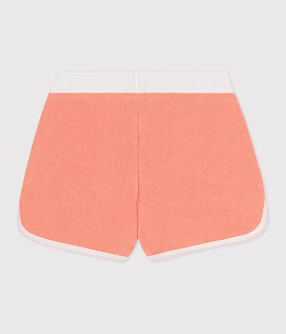 Short enfant en coton éponge uni orange ABRICOT