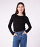 Tee-shirt femme l'iconique en coton ajouré manches longues noir BLACK