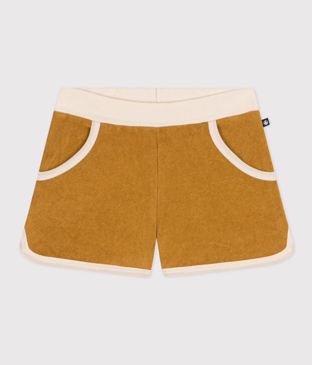 Short en bouclette &eacute;ponge enfant fille jaune