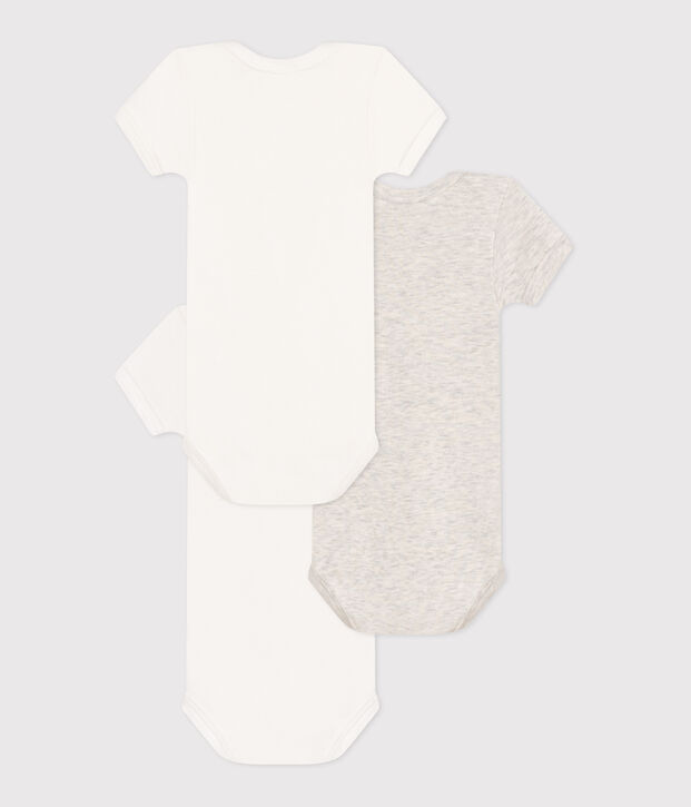 Lot de 3 bodies manches courtes en coton petit c&oelig;ur b&eacute;b&eacute; multicouleur