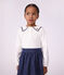Blouse enfant en coton &agrave; col manches longues unie blanc