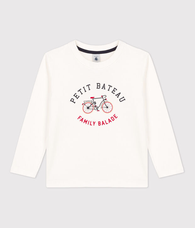 Tee-shirt manches longues en coton enfant gar&ccedil;on blanc