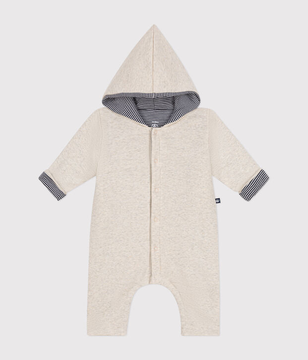 Combinaison longue ouatin&eacute;e &agrave; capuche en coton b&eacute;b&eacute; beige