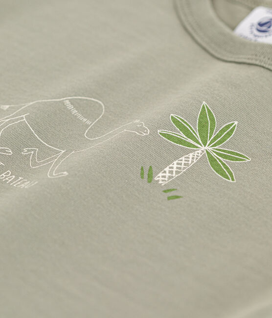 Tee-shirt manches courtes bébé en jersey avec motif vert MARECAGE