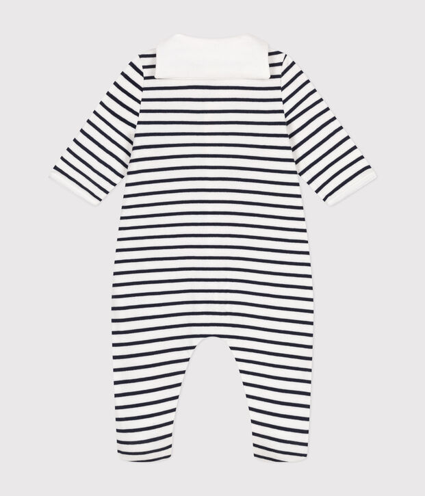 Pyjama en tubique b&eacute;b&eacute; blanc/bleu