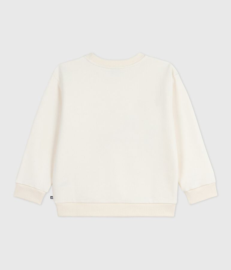Sweatshirt enfant en coton imprim&eacute; &eacute;cru MILK