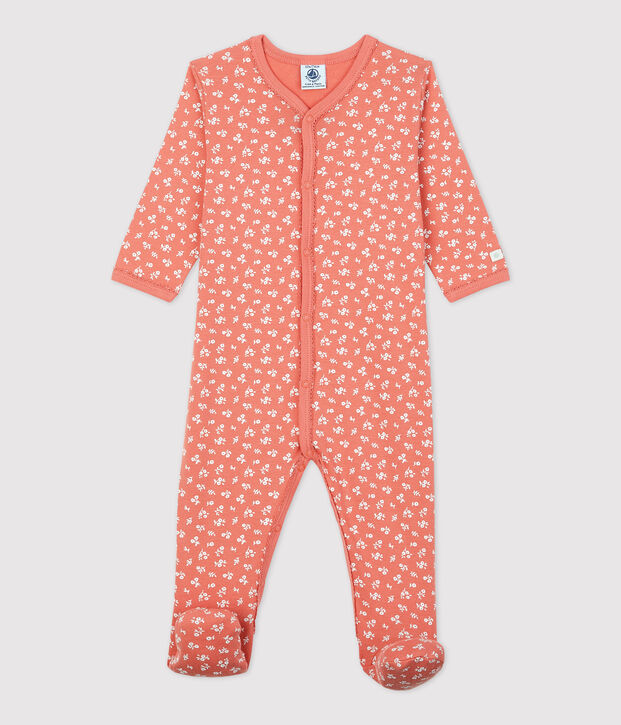Dors bien b&eacute;b&eacute; fleuri en coton biologique rose/blanc