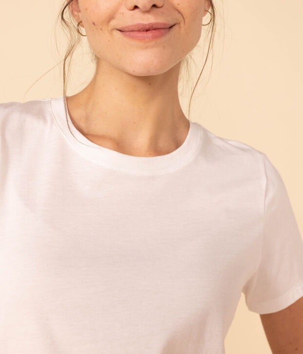 Tee-shirt LE DROIT col rond en coton Femme blanc