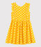 Robe manches courtes en lin enfant fille jaune SHINE/blanc MARSHMALLOW