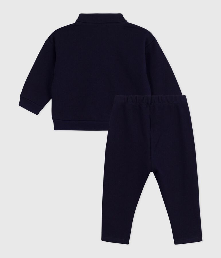 Ensemble sweatshirt et pantalon b&eacute;b&eacute; en coton uni bleu