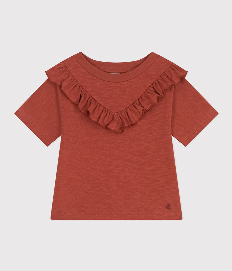 Tee-shirt en jersey flamm&eacute; enfant fille marron