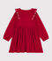 Robe enfant manches longues en velours unie rouge TERKUIT