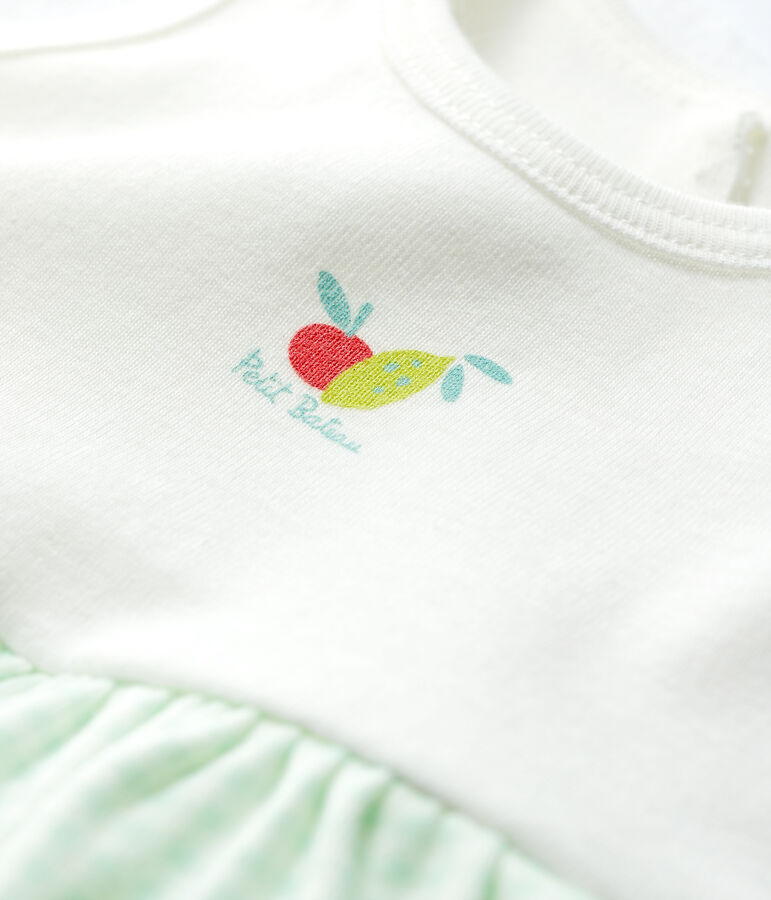 Robe-body vichy b&eacute;b&eacute; fille en coton biologique blanc/bleu