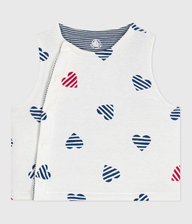 Gilet sans manche r&eacute;versible b&eacute;b&eacute; en coton imprim&eacute; rouge/rouge