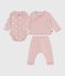 Ensemble cadeau bébé 2 pièces en velours et body imprimé cœurs rose JOLI