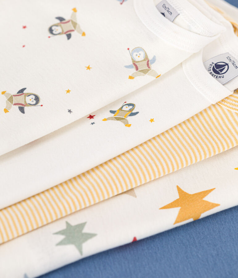 Lot de 5 bodies manches longues imprim&eacute; espace  en coton b&eacute;b&eacute; variante 1