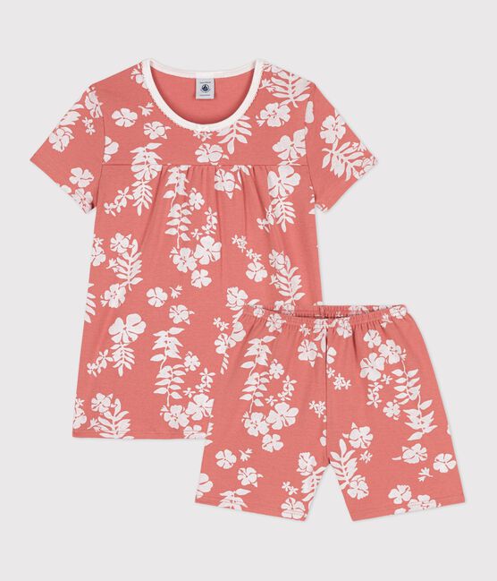 Pyjacourt Hawaï petite fille en coton rose PAPAYE/ MULTICO