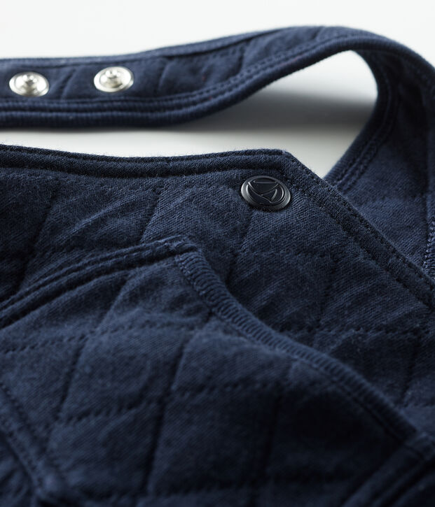 Salopette b&eacute;b&eacute; gar&ccedil;on en tubique matelass&eacute; bleu marine