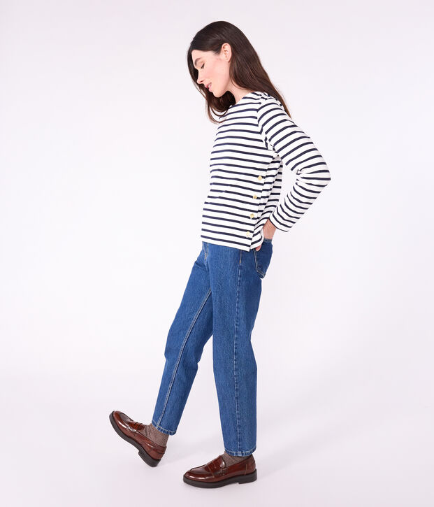 Marini&egrave;re femme en coton blanc/bleu