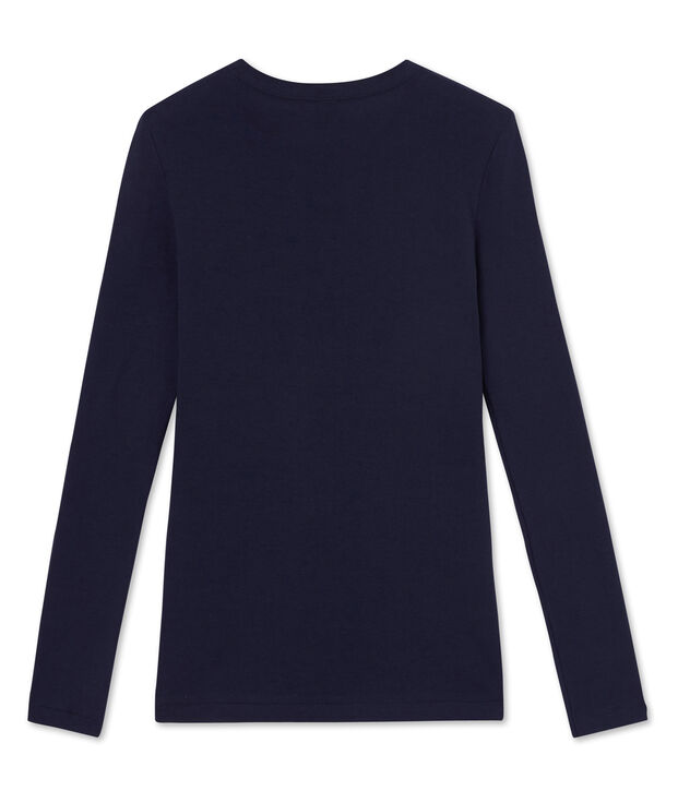 Tee shirt femme manches longues bleu marine