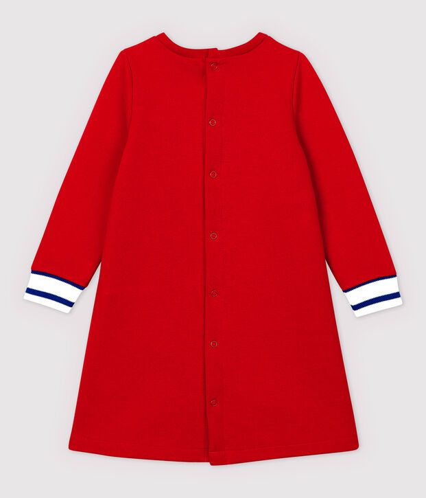 Robe manches longues en molleton b&eacute;b&eacute; fille rouge