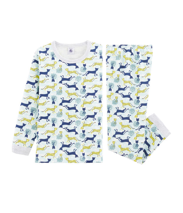 Pyjama petit gar&ccedil;on en molleton blanc/multicouleur