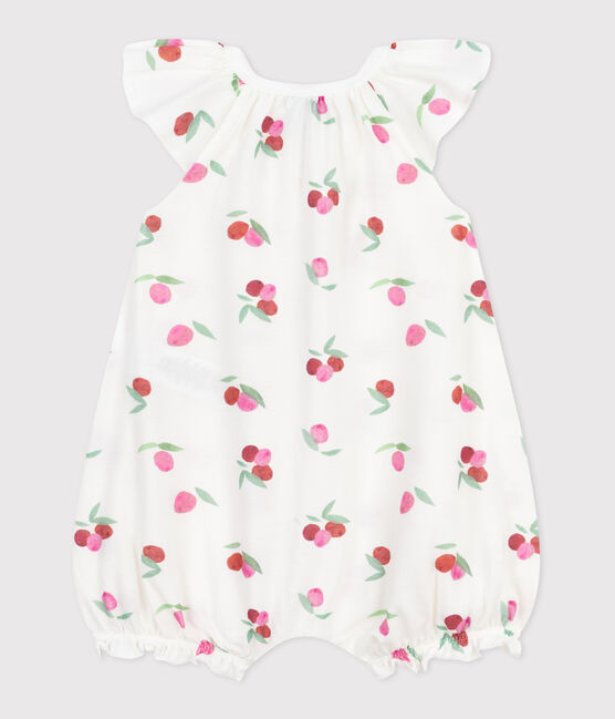 Combinaison courte bébé en coton fruits blanc MARSHMALLOW/blanc MULTICO