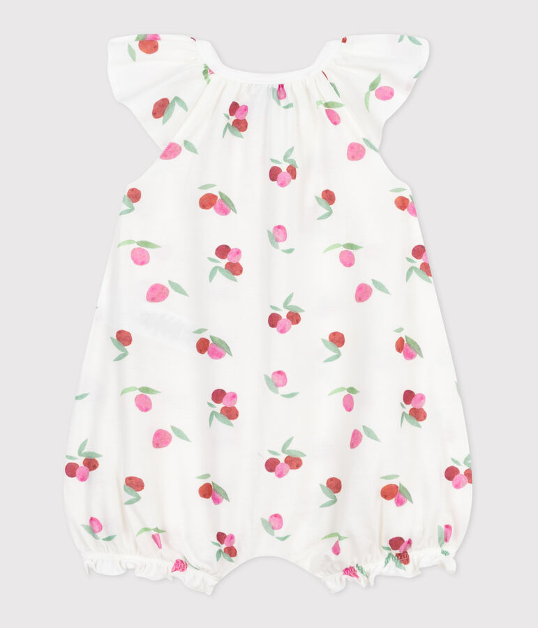 Combinaison courte b&eacute;b&eacute; en coton fruits blanc MARSHMALLOW/blanc MULTICO