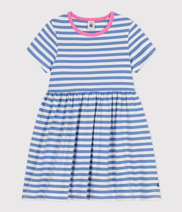Robe rayée manches courtes en coton enfant fille