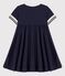 Robe manches courtes en coton bio enfant fille bleu SMOKING