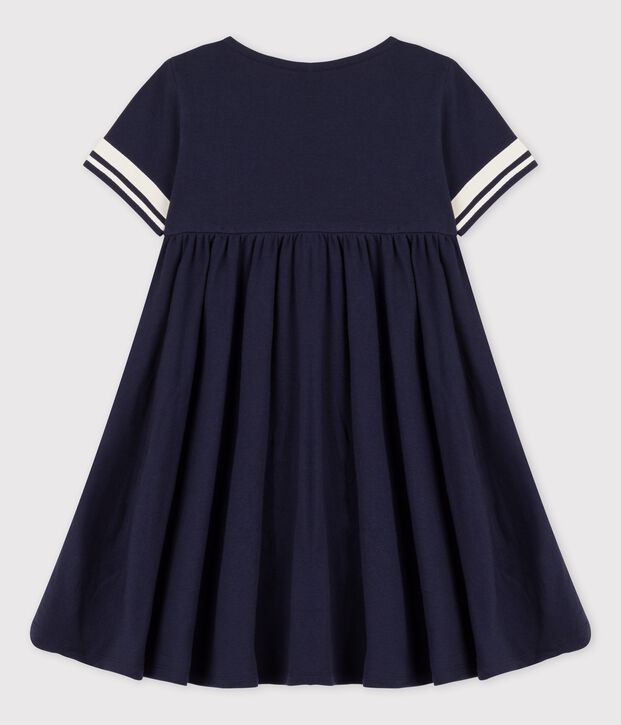 Robe manches courtes en coton bio enfant fille bleu