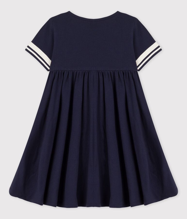 Robe manches courtes en coton bio enfant fille bleu SMOKING