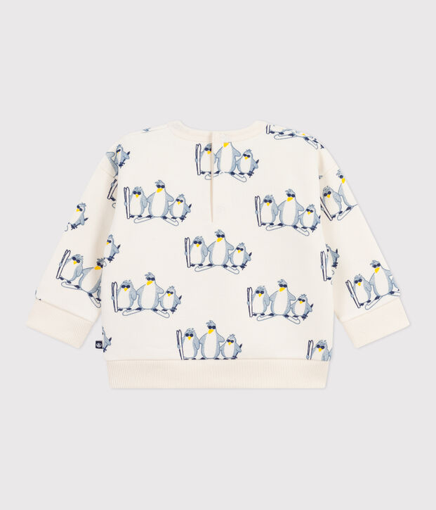 Sweatshirt b&eacute;b&eacute; en coton imprim&eacute; pingouins &eacute;cru/multicouleur