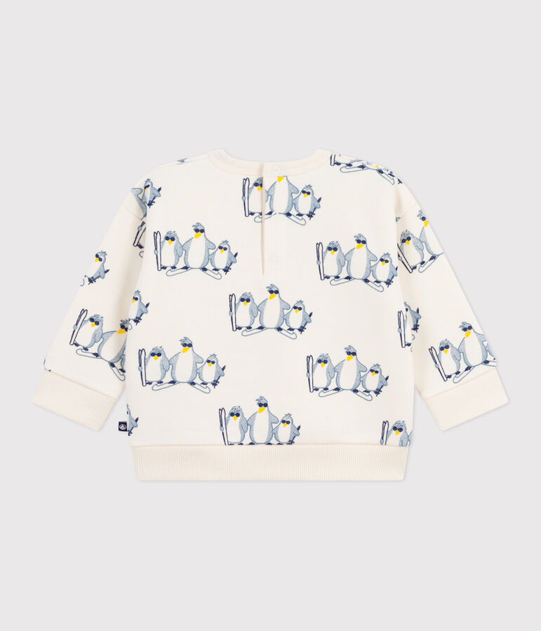 Sweatshirt b&eacute;b&eacute; en coton imprim&eacute; pingouins &eacute;cru/multicouleur
