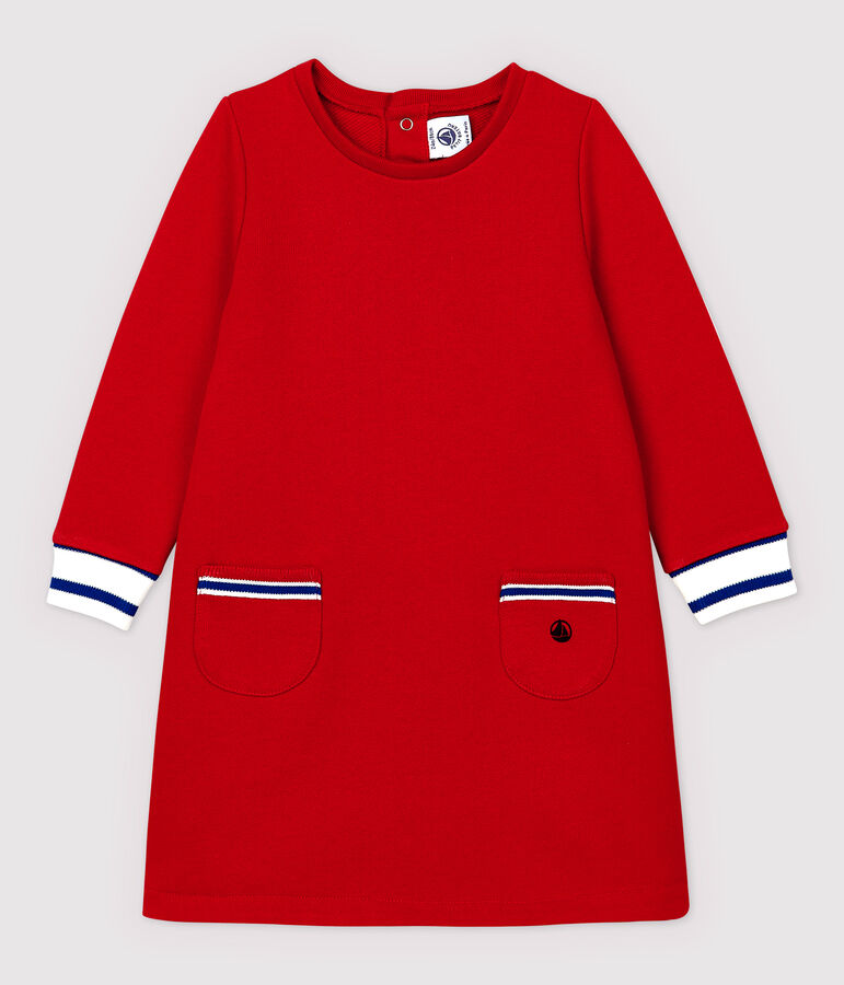 Robe manches longues en molleton b&eacute;b&eacute; fille rouge TERKUIT