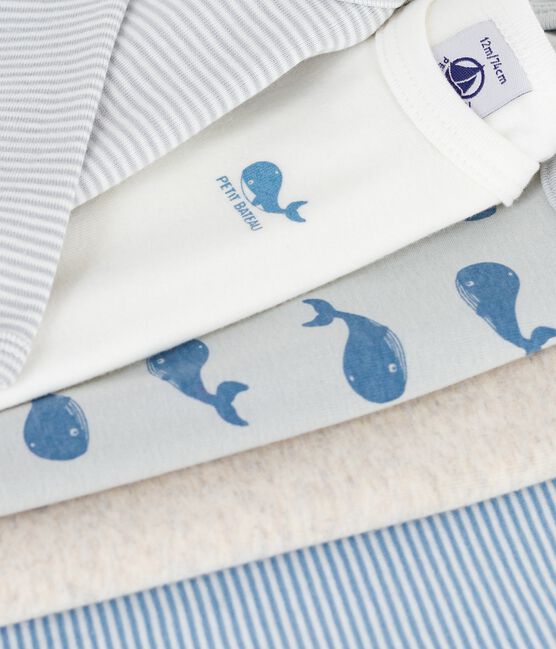 Lot de bodies manches longues en coton imprimé baleines bébé variante 1