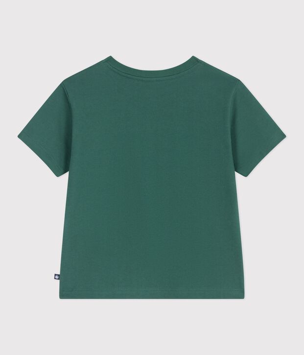 Tee-shirt enfant &agrave; manches courtes imprim&eacute; vert