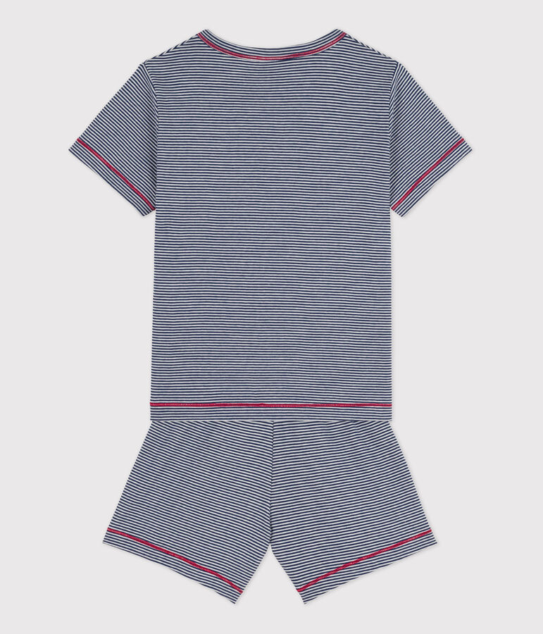 Pyjacourt milleraies en coton enfant bleu/blanc