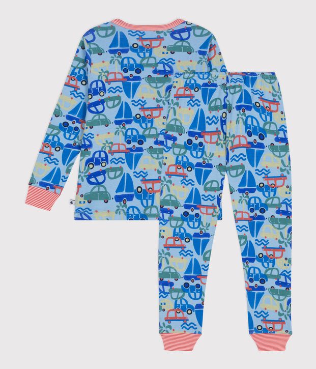 Pyjama enfant en coton imprim&eacute; voitures bleu/multicouleur
