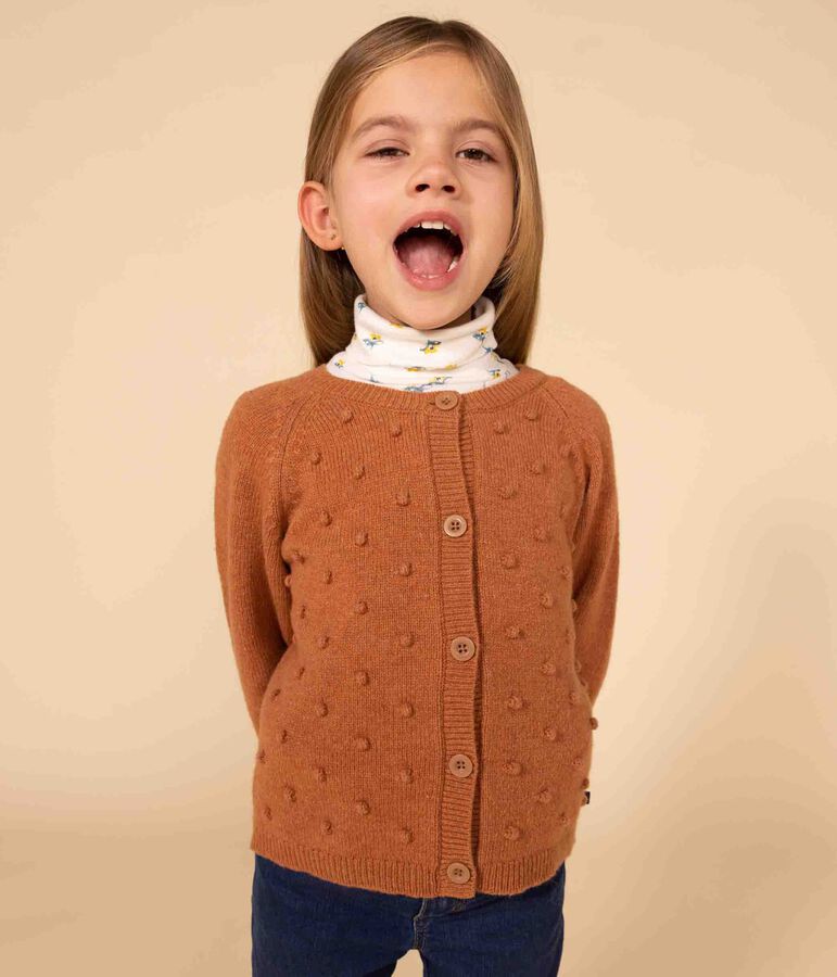 Cardigan en laine enfant fille marron ECUREUIL